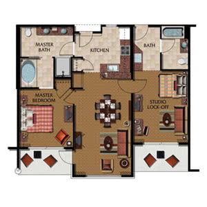 Two Bedroom Floor Plan at MarBrisa Resort in Carlsbad, California