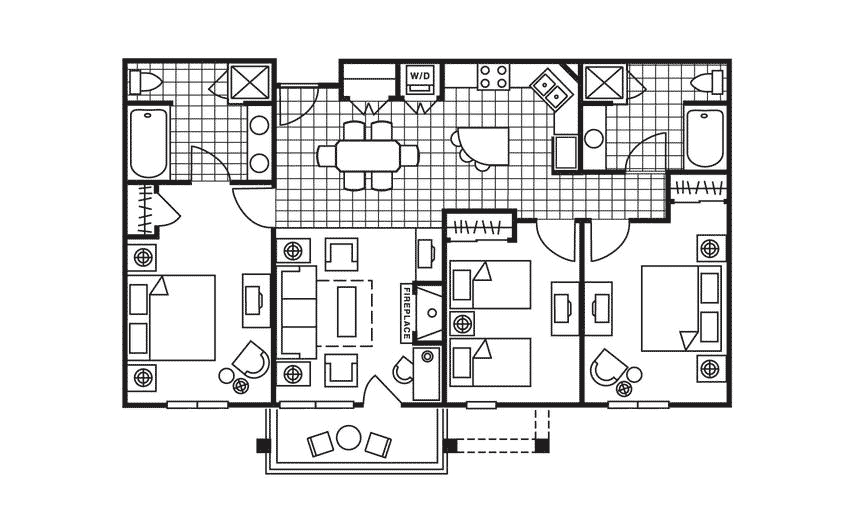 Three Bedroom Floor Plan at Valdoro Mountain Lodge in Breckenridge, Colorado