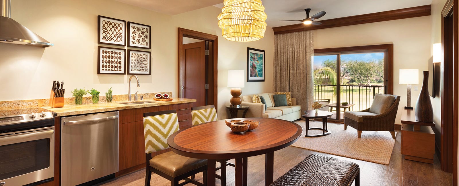 Kitchen and Dining Area at Kings' Land Resort in Waikoloa, Hawaii