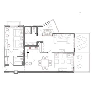 Two-Bedroom Floor Plan at Fiesta Americana Villas Cancun in Mexico