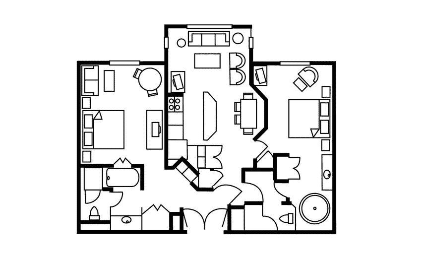 Two-Bedroom Floor Plan at the Flamingo Resort in Las Vegas, Nevada