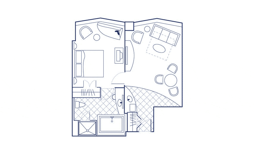One Bedroom Floor Plan at the Hilton Club – New York