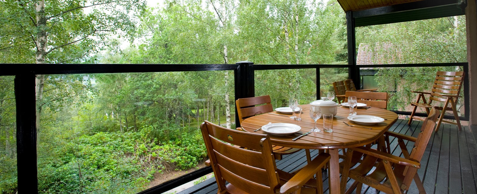 Terrace at Hilton Grand Vacations Club at Craigendarroch Lodges in Royal Deeside, Scotland